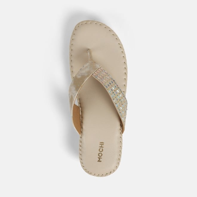 Mochi Women Beige Casual Slippers (SKU: 44-1675-20-36)