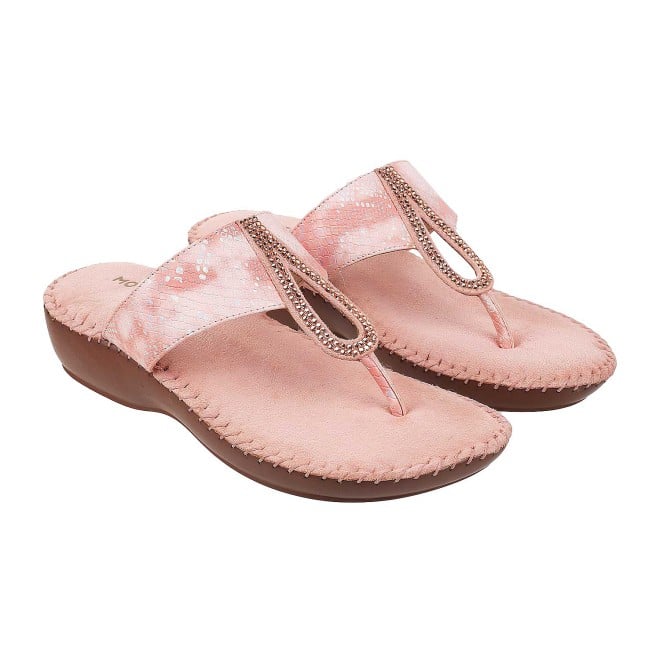 Mochi Women Rose-Gold Casual Slip Ons