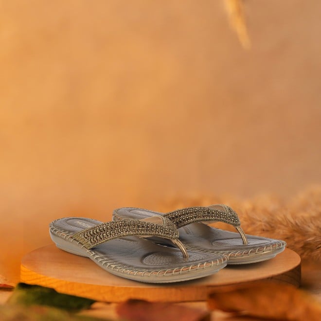 Mochi Women Antic-gold Casual Slippers