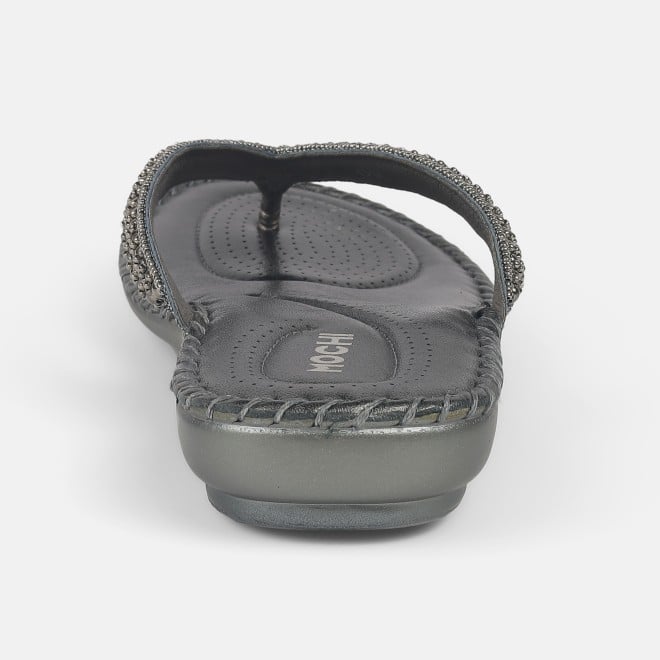 Mochi Women Gun-metal Casual Slippers (SKU: 44-169-29-36)