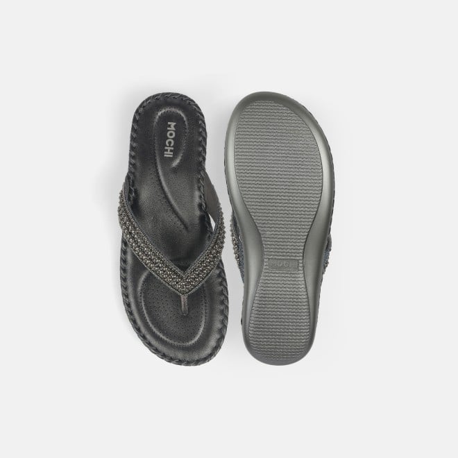 Mochi Women Gun-metal Casual Slippers (SKU: 44-169-29-36)