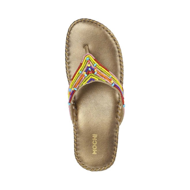 Mochi Women Antique-Gold Casual Slippers (SKU: 44-1724-28-36)