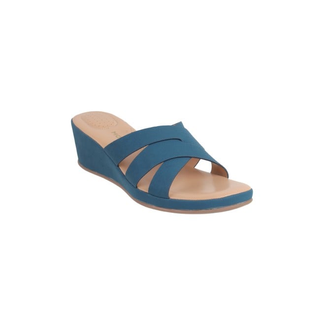 Mochi Women Blue Casual Mules (SKU: 44-181-45-36)