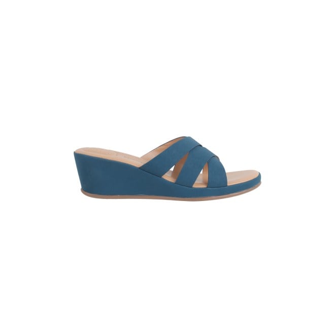 Mochi Women Blue Casual Mules (SKU: 44-181-45-36)