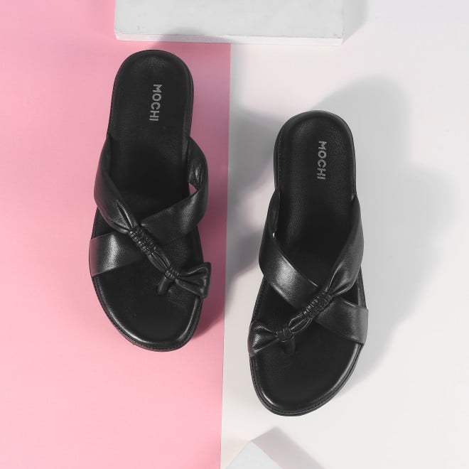 Mochi Women Black Casual Slip Ons