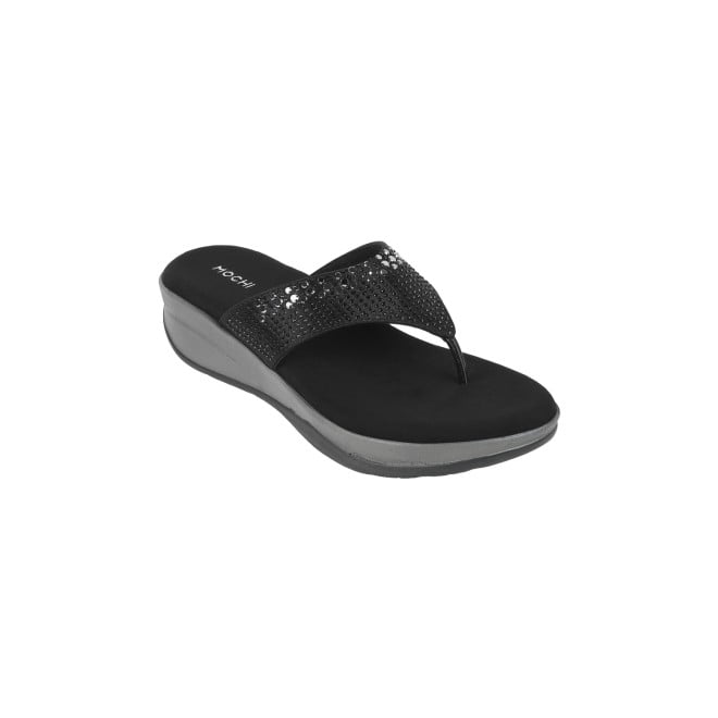 Mochi Women Black Casual Slippers & Flip Flops (SKU: 44-199-11-36)