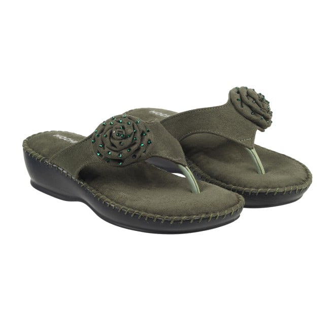 Mochi Women Green Casual Slippers