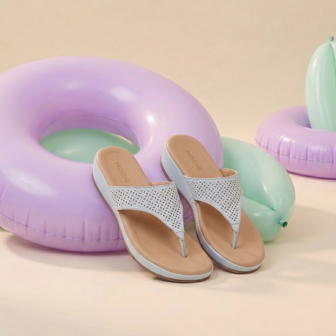 Mochi Women Blue Casual Slippers
