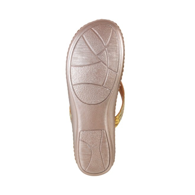 Mochi Women Gold Casual Slippers (SKU: 44-200-15-36)