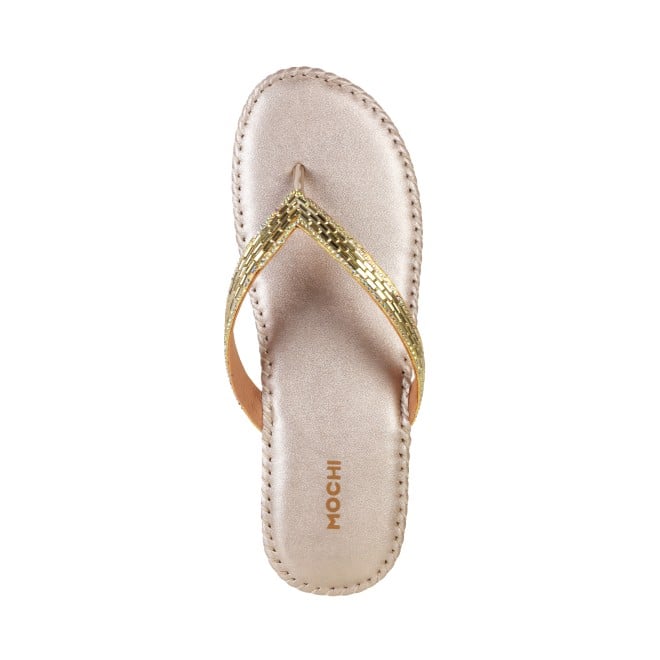 Mochi Women Gold Casual Slippers (SKU: 44-200-15-36)