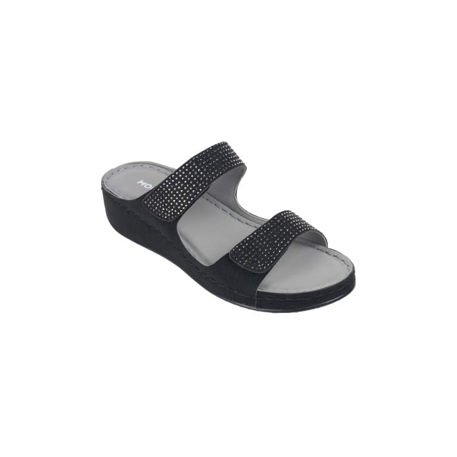 Mochi Women Black Casual Slippers & Flip Flops (SKU: 44-206-11-37)