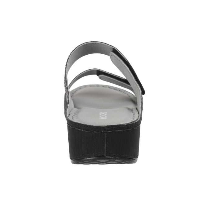 Mochi Women Black Casual Slippers & Flip Flops (SKU: 44-206-11-37)