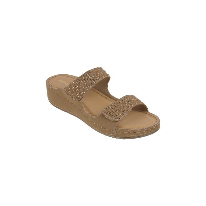 Mochi Women Beige Casual Slippers & Flip Flops (SKU: 44-206-20-36)