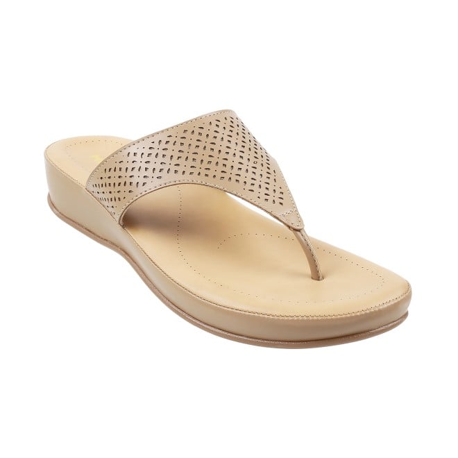 Mochi Women Beige Casual Slippers