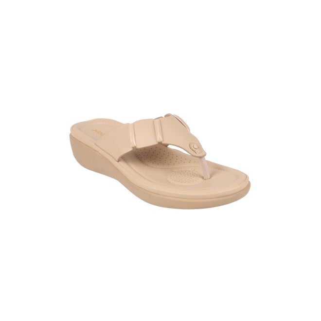 Mochi Women Dark-Beige Casual Slippers