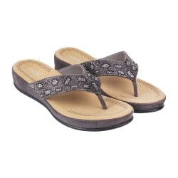 Women Gun-Metal Casual Sandals