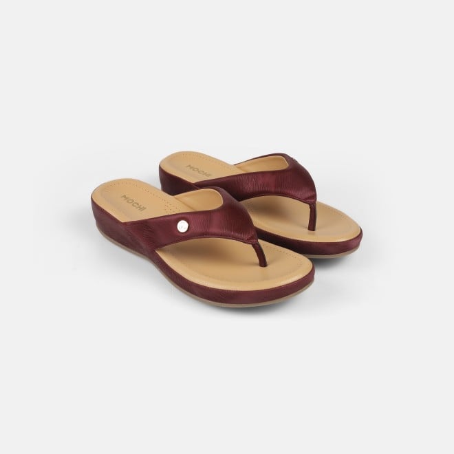 Mochi Women Maroon Casual Slippers (SKU: 44-228-44-36)