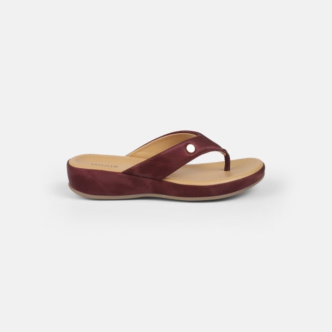 Mochi Women Maroon Casual Slippers (SKU: 44-228-44-36)