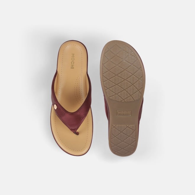Mochi Women Maroon Casual Slippers (SKU: 44-228-44-36)