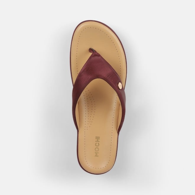 Mochi Women Maroon Casual Slippers (SKU: 44-228-44-36)