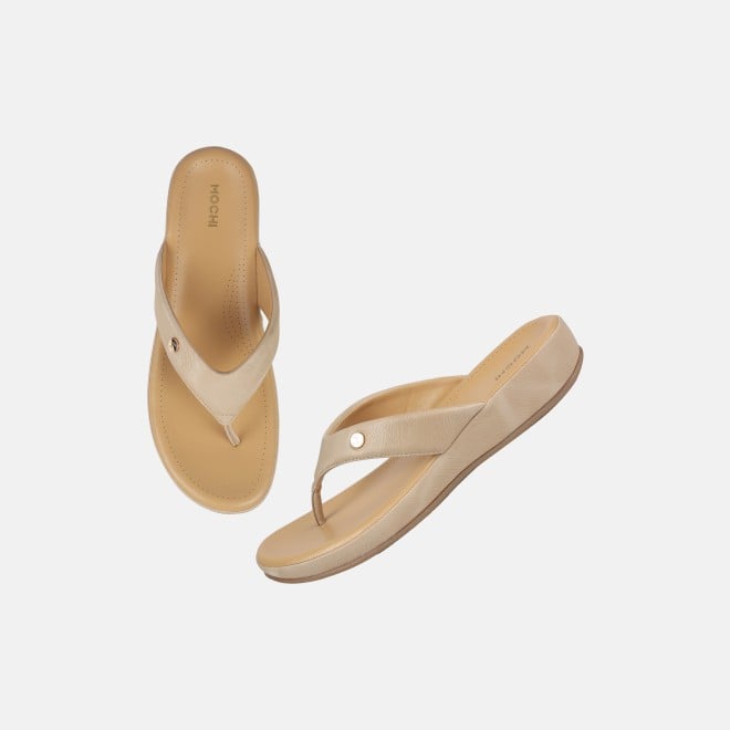 Mochi Women Beige Casual Slippers (SKU: 44-228-20-36)