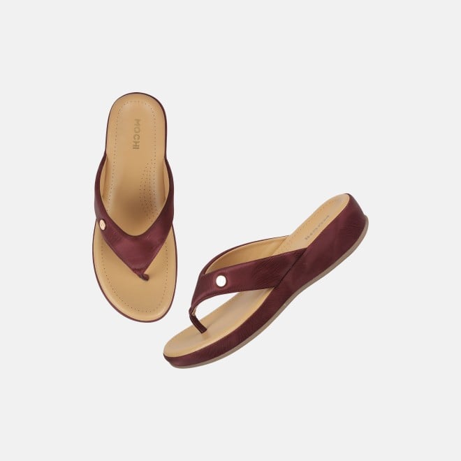 Mochi Women Maroon Casual Slippers (SKU: 44-228-44-36)