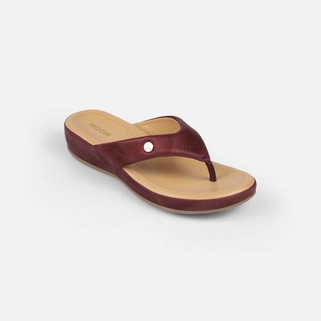 Mochi Women Maroon Casual Slippers (SKU: 44-228-44-42)