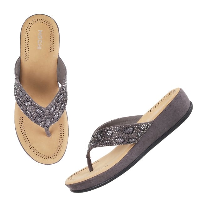 Mochi Women Gun-metal Casual Sandals (SKU: 44-22L-29-42)