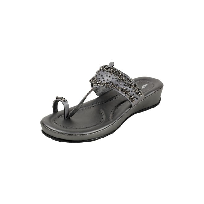 Mochi Women Gun-metal Ethnic Kolhapuris (SKU: 44-244-29-36)