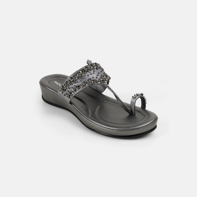Mochi Women Gun-metal Ethnic Kolhapuris (SKU: 44-244-29-36)