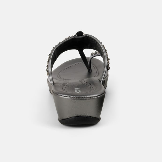 Mochi Women Gun-metal Ethnic Kolhapuris (SKU: 44-244-29-36)