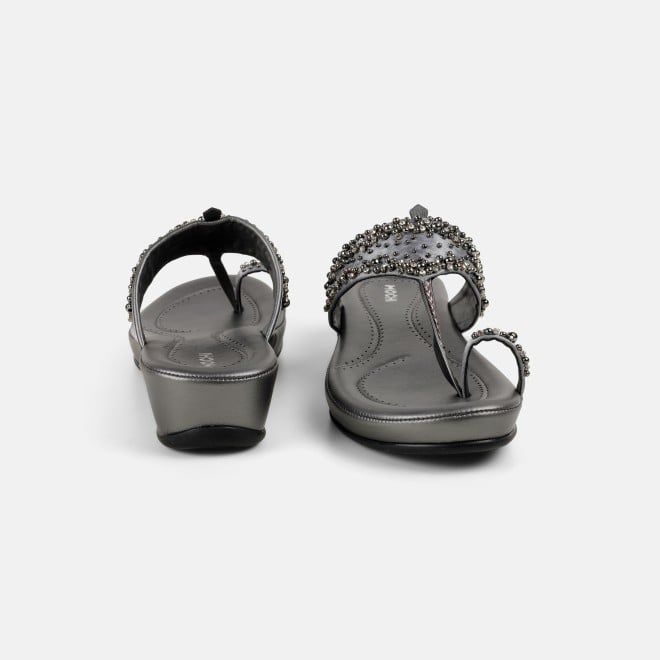 Mochi Women Gun-metal Ethnic Kolhapuris (SKU: 44-244-29-36)