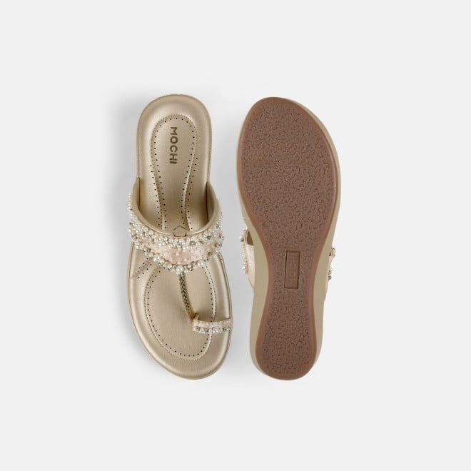 Mochi Women Gold Ethnic Kolhapuris (SKU: 44-244-15-36)