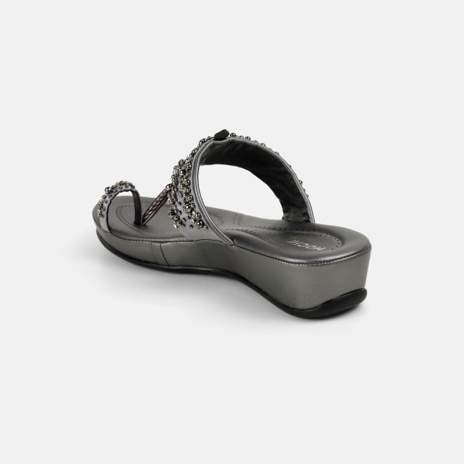 Mochi Women Gun-metal Ethnic Kolhapuris (SKU: 44-244-29-36)