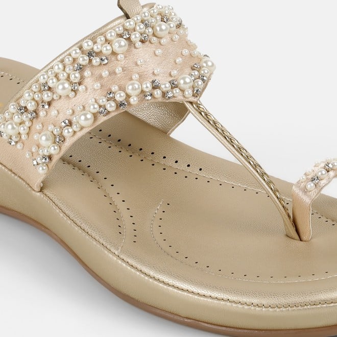 Mochi Women Gold Ethnic Kolhapuris (SKU: 44-244-15-36)