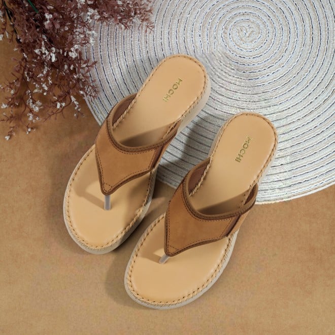 Mochi Women Beige Casual Slippers (SKU: 44-254L-20-42)