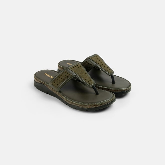 Mochi Women Olive Casual Slippers (SKU: 44-255-49-36)