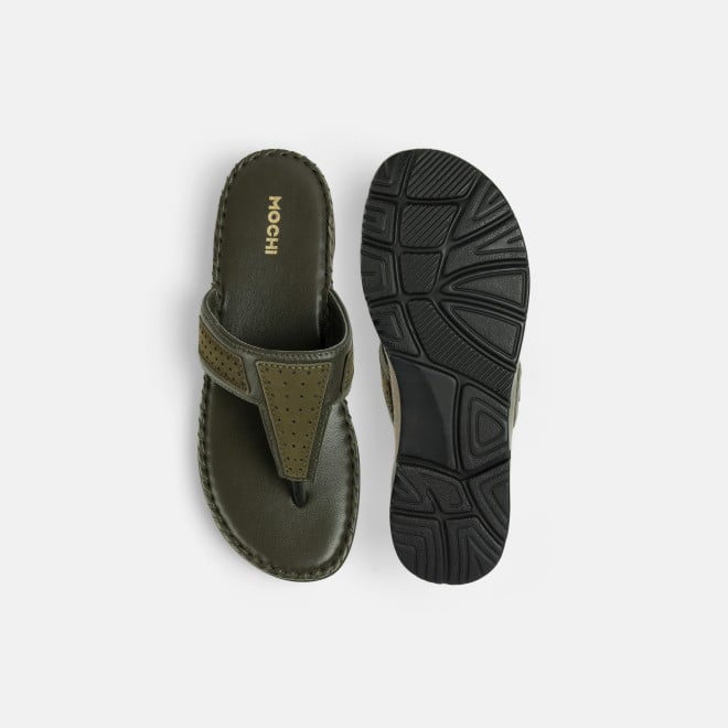 Mochi Women Olive Casual Slippers (SKU: 44-255-49-36)
