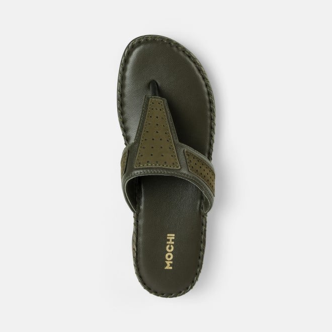 Mochi Women Olive Casual Slippers (SKU: 44-255-49-36)