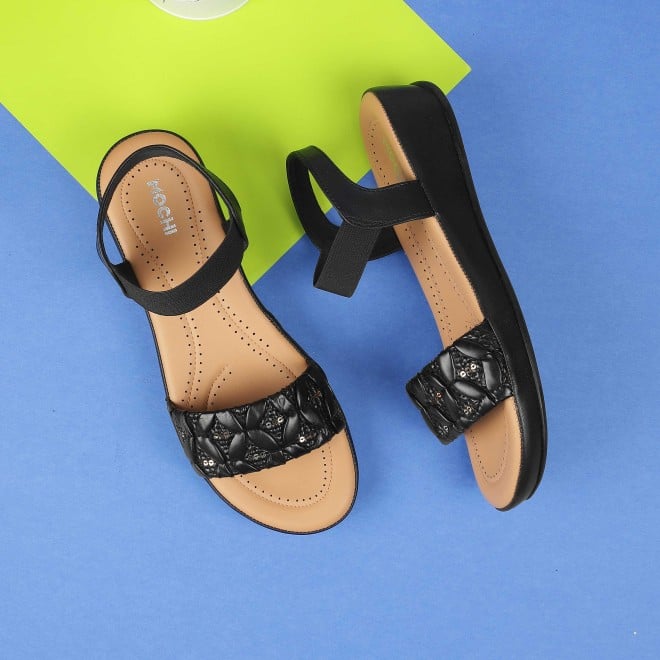 Mochi Women Black Casual Sandals