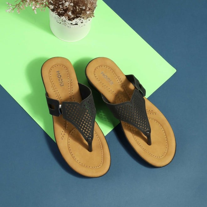 Mochi Women Black Casual Slip Ons