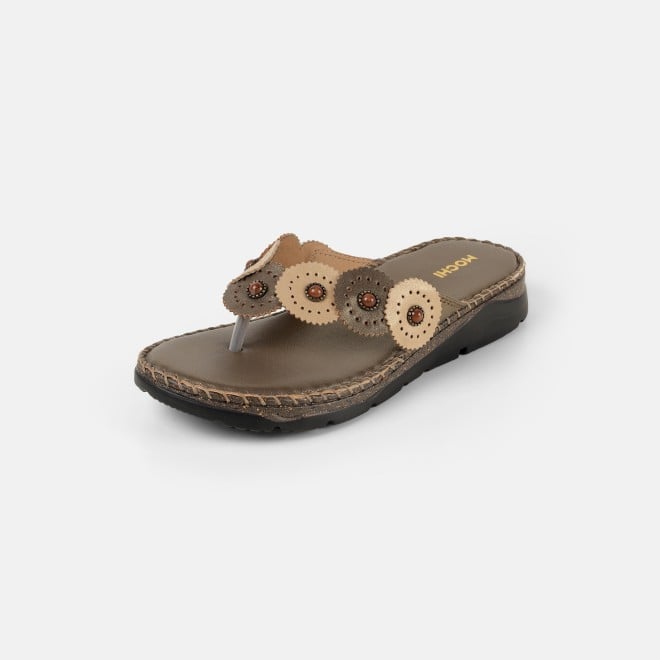 Mochi Women Antic-gold Casual Slippers (SKU: 44-277-28-36)