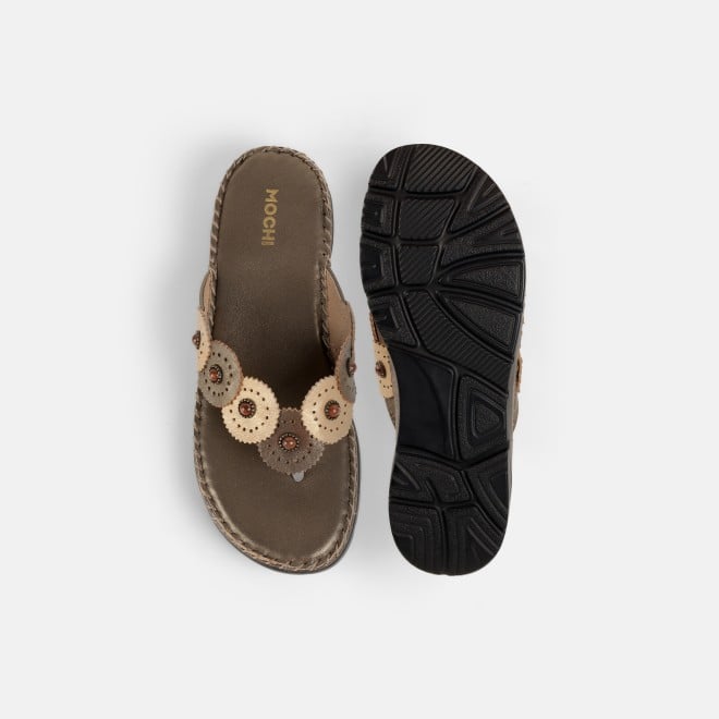 Mochi Women Antic-gold Casual Slippers (SKU: 44-277-28-36)