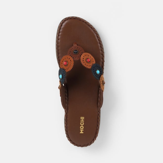 Mochi Women Brown Casual Slippers (SKU: 44-277-12-36)