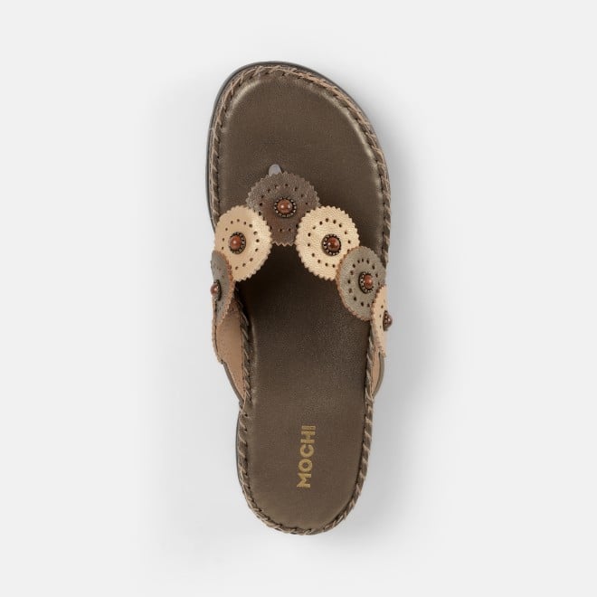 Mochi Women Antic-gold Casual Slippers (SKU: 44-277-28-36)