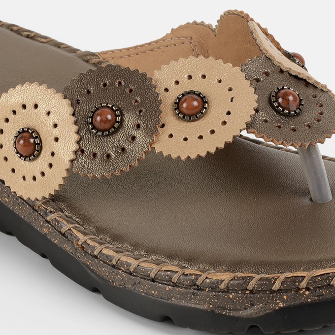 Mochi Women Antic-gold Casual Slippers (SKU: 44-277-28-36)