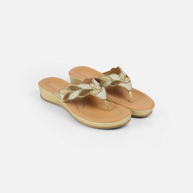 Mochi Women Gold Casual Slippers (SKU: 44-294-15-38)