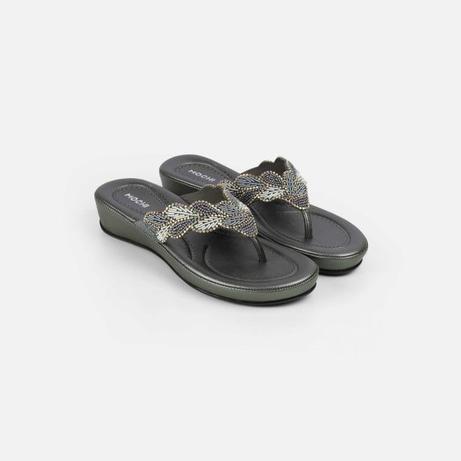 Mochi Women Gun-metal Casual Slippers (SKU: 44-294-29-36)