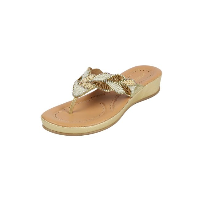 Mochi Women Gold Casual Slippers (SKU: 44-294-15-38)