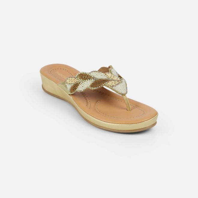 Mochi Women Gold Casual Slippers (SKU: 44-294-15-38)